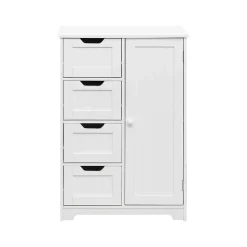Mobili Rebecca Armoire de Salle de Bains 4 Tiroirs 1 Porte en MDF Blanc Rebecca Mobili