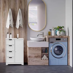 Mobili Rebecca Armoire de Salle de Bains 4 Tiroirs 1 Porte en MDF Blanc Rebecca Mobili