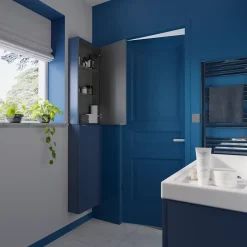 GoodHome Armoire de salle de bains faible profondeur bleu nuit mat l.40 x H.90 x P.15 cm, Imandra