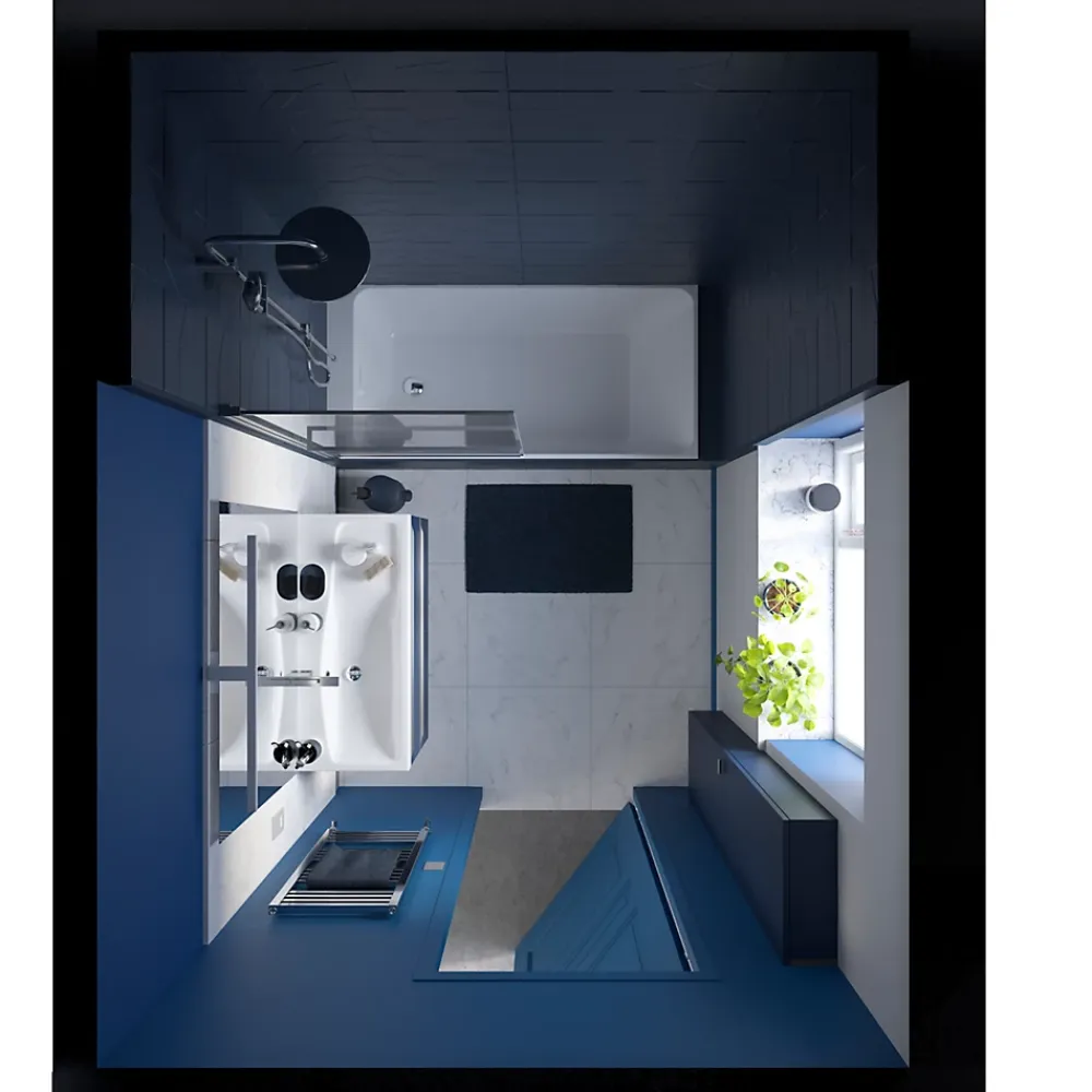 GoodHome Armoire de salle de bains faible profondeur bleu nuit mat l.40 x H.90 x P.15 cm, Imandra