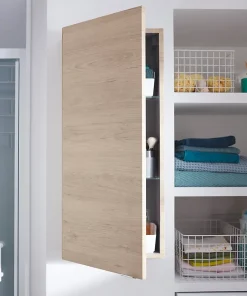 GoodHome Armoire de salle de bains faible profondeur effet chêne l.40 x H.90 x P.15 cm, Imandra