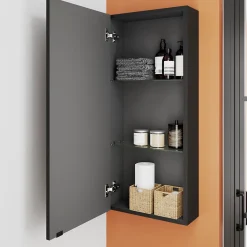 GoodHome Armoire de salle de bains faible profondeur noir mat l.40 x H.90 x P.15 cm, Imandra