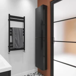 GoodHome Armoire de salle de bains faible profondeur noir mat l.40 x H.90 x P.15 cm, Imandra