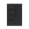 Mobili Rebecca Armoire de Salle de Bains 4 Tiroirs 1 Porte en MDF Noir Rebecca Mobili