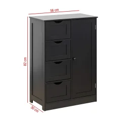Mobili Rebecca Armoire de Salle de Bains 4 Tiroirs 1 Porte en MDF Noir Rebecca Mobili