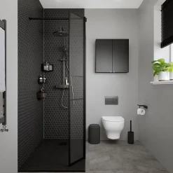 Meuble Wc|Armoire De Salle De Bains|GoodHome Armoire de salle de bains faible profondeur noir mat l.60 x H.60 x P.15 cm, Imandra