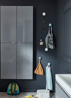 Meuble Wc|Colonne De Salle De Bains|GoodHome Armoire de salle de bains faible profondeur gris brillant l.40 x H.90 x P.15 cm, Imandra