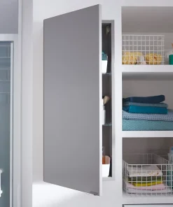 Meuble Wc|Colonne De Salle De Bains|GoodHome Armoire de salle de bains faible profondeur gris brillant l.40 x H.90 x P.15 cm, Imandra