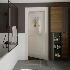 Colonne De Salle De Bains|Meuble De Salle De Bains Faible Profondeur|GoodHome Armoire de salle de bains effet noyer l.40 x H.90 x P.36 cm, Imandra