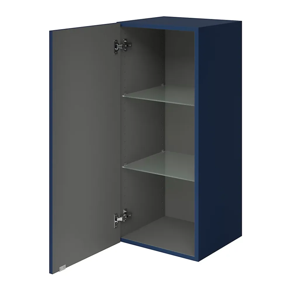 GoodHome Armoire de salle de bains bleu nuit mat l.40 x H.90 x P.36 cm, Imandra