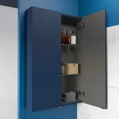 Meuble Wc|GoodHome Armoire de salle de bains faible profondeur bleu nuit mat l.60 x H.90 x P.15 cm, Imandra