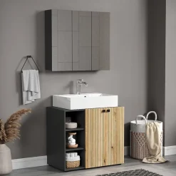Calicosy Armoire de toilette 3 portes miroir L90 cm - PUREBLISS