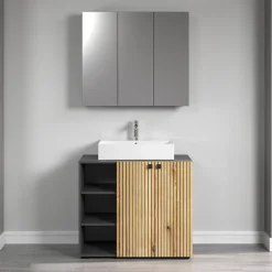 Calicosy Armoire de toilette 3 portes miroir L90 cm - PUREBLISS