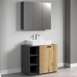 Calicosy Armoire de toilette 3 portes miroir L90 cm - PUREBLISS