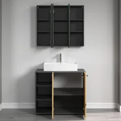 Calicosy Armoire de toilette 3 portes miroir L90 cm - PUREBLISS