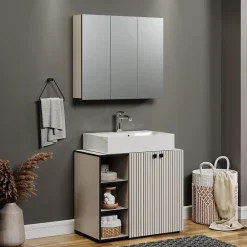 Calicosy Armoire de toilette 3 portes miroir L90 cm - PUREBLISS