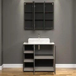 Calicosy Armoire de toilette 3 portes miroir L90 cm - PUREBLISS