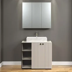 Calicosy Armoire de toilette 3 portes miroir L90 cm - PUREBLISS