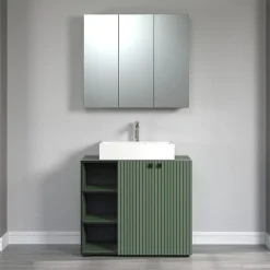 Etagère Salle De Bains|Calicosy Armoire de toilette 3 portes miroir L90 cm - PUREBLISS