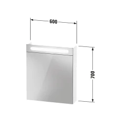 Duravit Armoire de toilette aluminium 1 porte miroir charnière gauche + éclairage LED pour salle de bain + toilette, 70x60x15cm, DURAPOINT