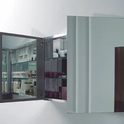 Bernstein Armoire de toilette aluminium 2 portes- miroir à l'intérieur et à l'extérieur - 100x66x12cm