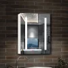 Armoire De Toilette|AICA Sanitaire Armoire de toilette avec Miroir LED Anti-Buée, Éclairage 3 Couleurs et Prise Rasoir, Blanc, 60x70 cm,