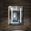 Armoire De Toilette|AICA Sanitaire Armoire de toilette avec Miroir LED Anti-Buée, Éclairage 3 Couleurs et Prise Rasoir, Chêne, 40x70 cm,