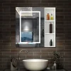 AICA Sanitaire Armoire de toilette avec Miroir LED et Étagère Latérale, Anti-Buée, Éclairage 3 Couleurs + Prise USB, Blanc 80x70 cm