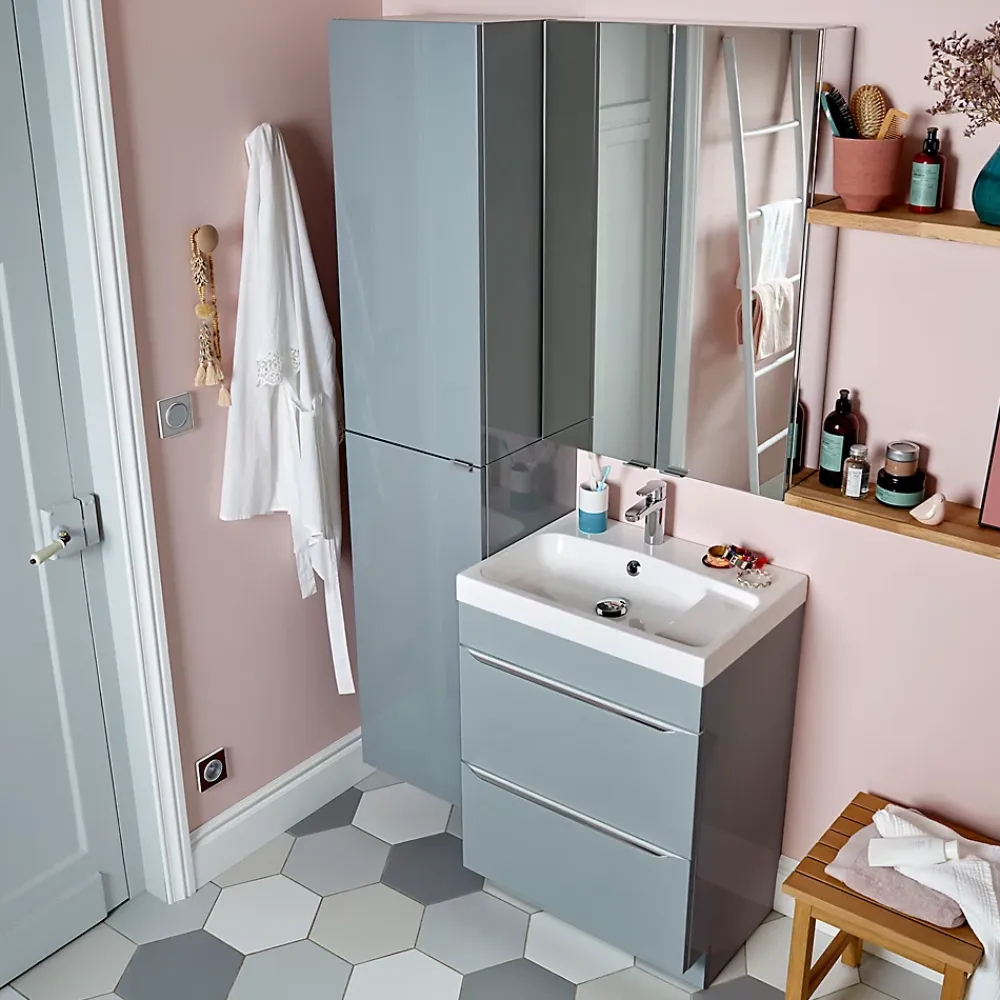Armoire De Toilette|Meuble De Salle De Bains Faible Profondeur|GoodHome Armoire de toilette avec miroir l.60 x H.90 x P.15 cm, Imandra