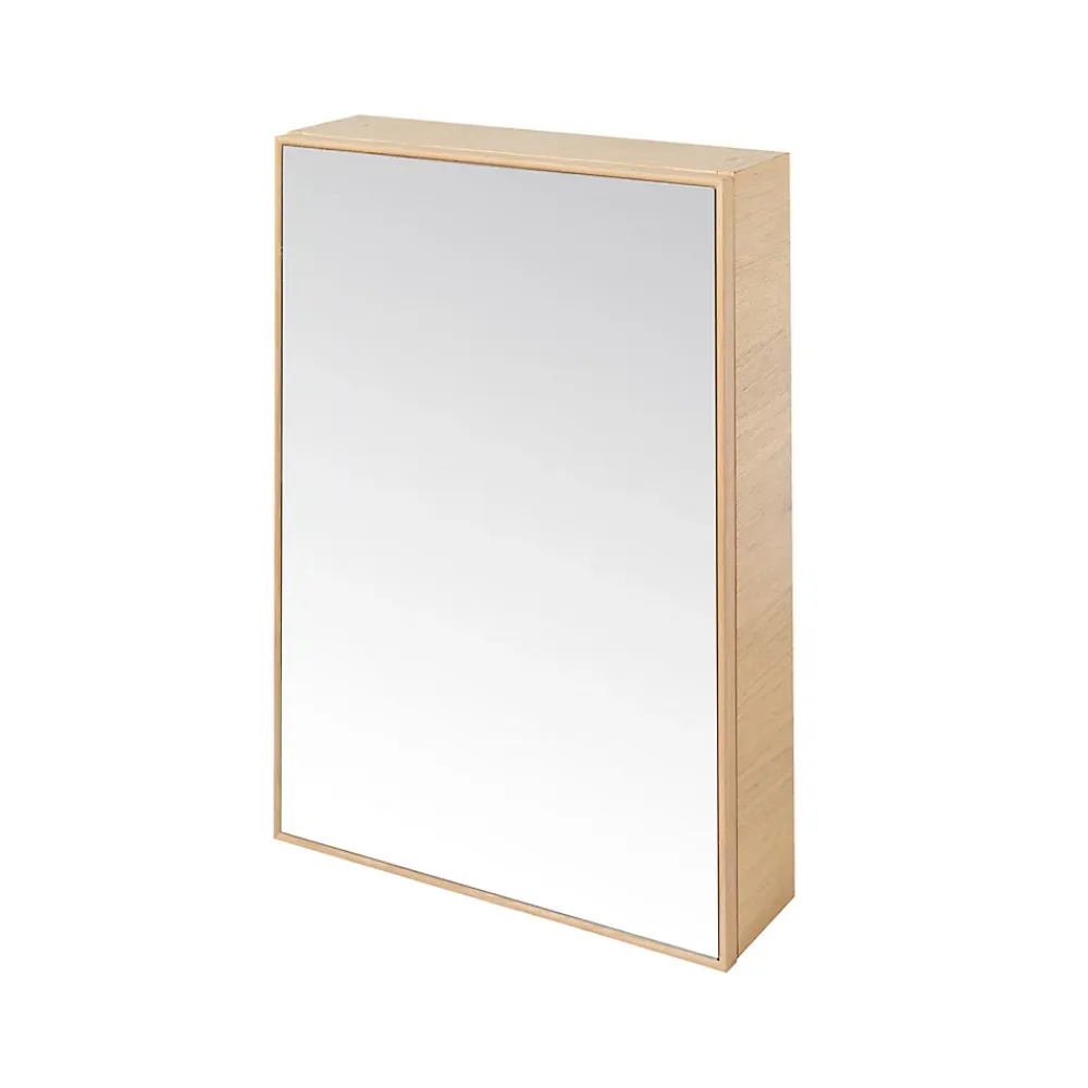 Armoire De Toilette|Meuble De Salle De Bains Faible Profondeur|GoodHome Armoire de toilette avec miroir l.50 x H.70 x P.15 cm, placage chêne, Avela