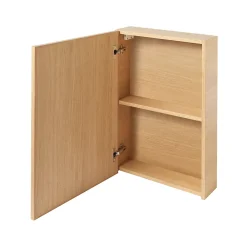 Armoire De Toilette|Meuble De Salle De Bains Faible Profondeur|GoodHome Armoire de toilette avec miroir l.50 x H.70 x P.15 cm, placage chêne, Avela