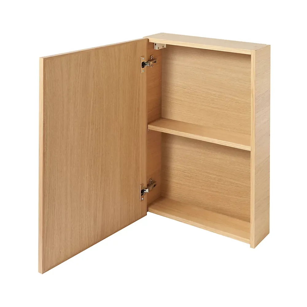 Armoire De Toilette|Meuble De Salle De Bains Faible Profondeur|GoodHome Armoire de toilette avec miroir l.50 x H.70 x P.15 cm, placage chêne, Avela