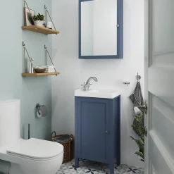 GoodHome Armoire de toilette bleu mat l.50 x H.70 x P.15 cm, Perma