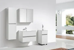 Armoire De Toilette|Stano Armoire de toilette bloc-miroir SIENA largeur 80 cm blanc laque