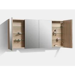 Armoire De Toilette|Stano Armoire de toilette bloc-miroir SIENA largeur 144 cm chêne clair texture