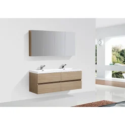 Armoire De Toilette|Stano Armoire de toilette bloc-miroir SIENA largeur 144 cm chêne clair texture