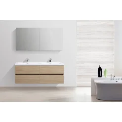 Armoire De Toilette|Stano Armoire de toilette bloc-miroir SIENA largeur 144 cm chêne clair texture