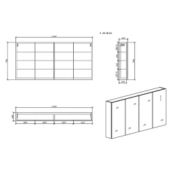 Armoire De Toilette|Stano Armoire de toilette bloc-miroir SIENA largeur 144 cm chêne clair texture