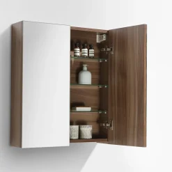 Armoire De Toilette|Meuble De Salle De Bains Faible Profondeur|Stano Armoire de toilette bloc-miroir SIENA largeur 60 cm noyer