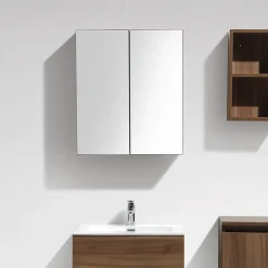Armoire De Toilette|Meuble De Salle De Bains Faible Profondeur|Stano Armoire de toilette bloc-miroir SIENA largeur 60 cm noyer