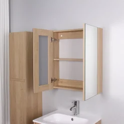 Stano Armoire de toilette bloc-miroir FORTINA largeur 60 cm chêne clair