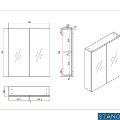 Stano Armoire de toilette bloc-miroir FORTINA largeur 60 cm blanc