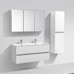 Meuble De Salle De Bains Faible Profondeur|Armoire De Toilette|Stano Armoire de toilette bloc-miroir SIENA largeur 120 cm blanc laque