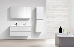 Meuble De Salle De Bains Faible Profondeur|Armoire De Toilette|Stano Armoire de toilette bloc-miroir SIENA largeur 120 cm blanc laque