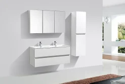 Meuble De Salle De Bains Faible Profondeur|Armoire De Toilette|Stano Armoire de toilette bloc-miroir SIENA largeur 120 cm blanc laque