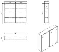 Stano Armoire de toilette bloc-miroir SIENA largeur 80 cm noyer