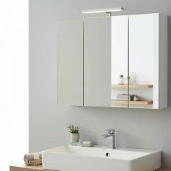 Planète Bain Armoire de toilette éclairante 3 portes 70 cm blanche Juno 2
