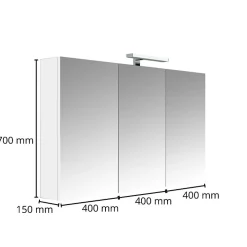 Planète Bain Armoire de toilette éclairante 3 portes 120 cm blanche Juno 2
