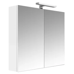Planète Bain Armoire de toilette éclairante 2 portes 80 cm blanche Juno 2