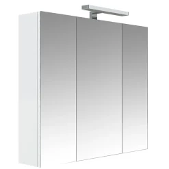 Planète Bain Armoire de toilette éclairante 3 portes 80 cm blanche Juno 2